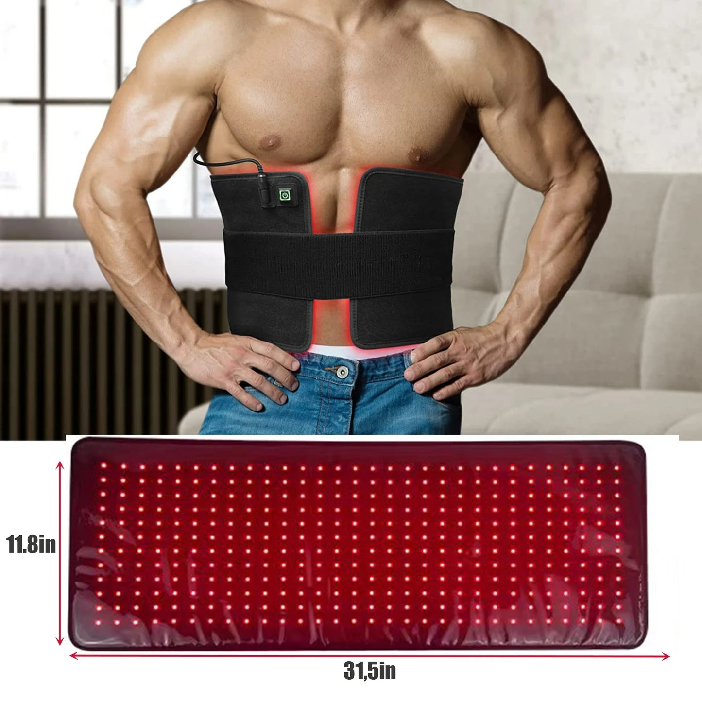 Red & Infrared Therapy Belt – Wearable LED Heating Wrap for Back, Shoulder & Muscle Relief